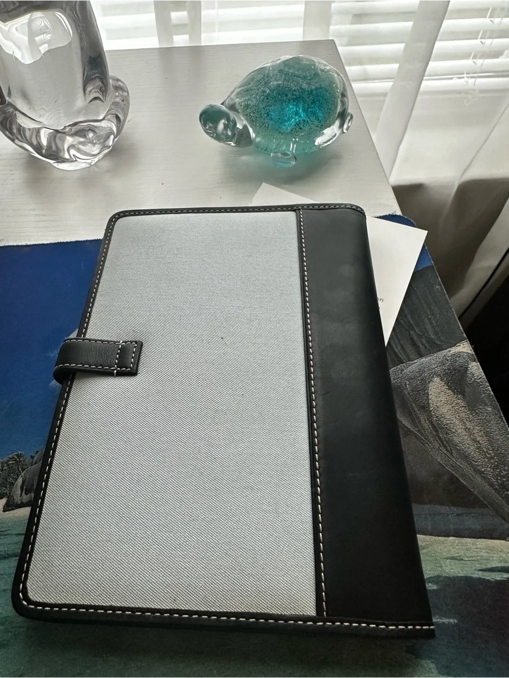 EUC Coach Black Leather Gray Canvas Organizer rare - Picture 8 of 16